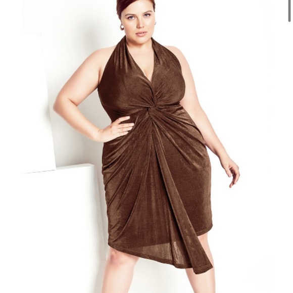 City Chic Halter Twist Dress, Size 20 - Picture 2 of 7